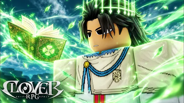 Clover RPG beginner recording cover with a character and a glowing green book.
